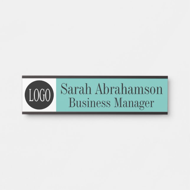 Porte-nom Pour Porte Logo Turquoise Bureau d'affaires Connexion (Devant)