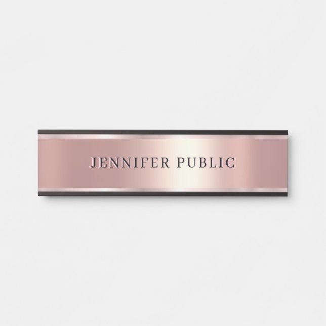 Porte-nom Pour Porte Luxurious Rose Gold Custom Elegant Modern Template (Devant)