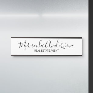 Porte-nom Pour Porte Manuscrit moderne professionnel noir et blanc
