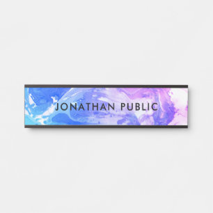 Porte-nom Pour Porte Marbre look moderne Abstrait bleu violet blanc