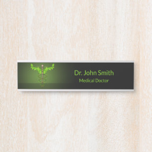 Porte-nom Pour Porte Médicale holistique alternatif Caduceus Feuilles v