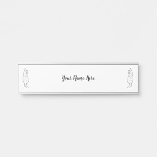 Porte-nom Pour Porte Minimalist Cat Line Art | Custom Name Plate
