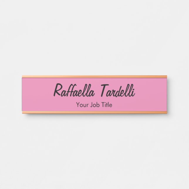 Porte-nom Pour Porte Minimaliste personnalisé customisé nom couleur ros (Devant)