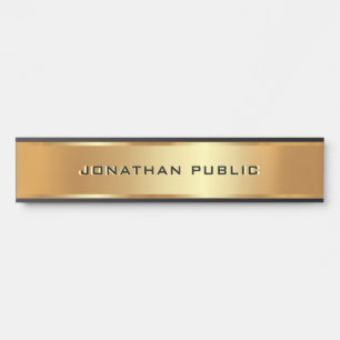 Porte-nom Pour Porte Modèle de nom de texte personnalisé Black & Gold