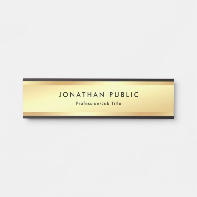 Porte-nom Pour Porte Modèle d'or élégant professionnel moderne (Devant)