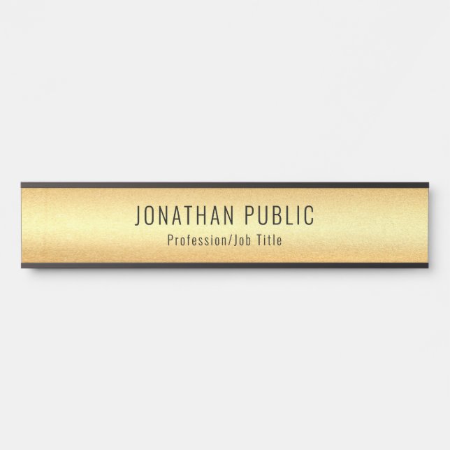 Porte-nom Pour Porte Modèle Élégant Black Et Gold Personnalisé (Devant)