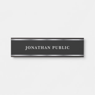 Porte-nom Pour Porte Modèle élégant noir et argenté Maison École Bureau