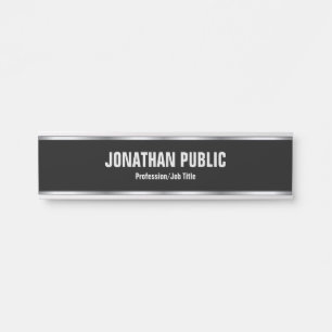 Porte-nom Pour Porte Modèle élégant tendance noir et argenté