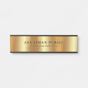Porte-nom Pour Porte Modèle eText personnalisé Noir & Or tendance