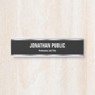 Porte-nom Pour Porte Modèle Moderne Élégant Tendance Noir et Argent