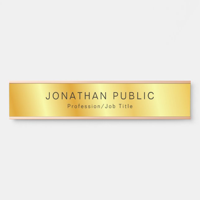 Porte-nom Pour Porte Modèle personnalisé Faux Gold Élégant Moderne (Devant)
