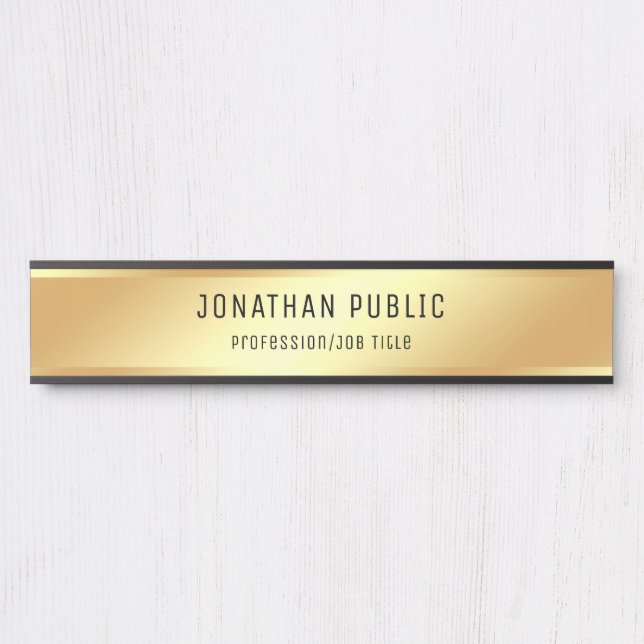 Porte-nom Pour Porte Modèle personnalisé Faux Gold tendance (Devant)