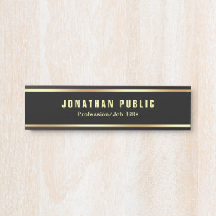 Porte-nom Pour Porte Modèle Personnalisé Noir Et Or Moderne