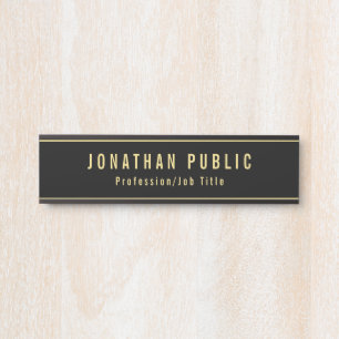 Porte-nom Pour Porte Modèle Personnalisé Office Noir Et Or Moderne