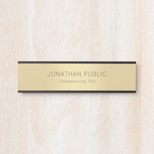 Porte-nom Pour Porte Modèle professionnel élégant moderne Black Gold (Devant)