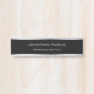 Porte-nom Pour Porte Modèle Professionnel Noir Et Argent Glamour