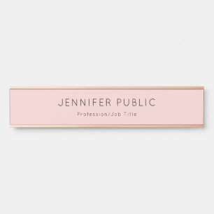 Porte-nom Pour Porte Modèle rose pâle minimaliste moderne élégant