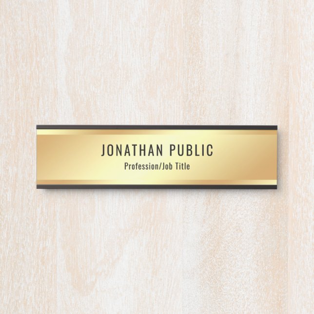 Porte-nom Pour Porte Moderne Elegant Faux Gold Modèle Professionnel (Devant)