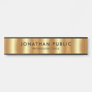 Porte-nom Pour Porte Moderne Elegant Noir & Or Modèle Luxueux