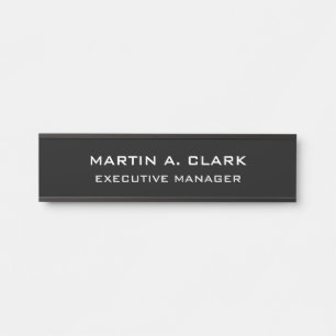 Porte-nom Pour Porte Moderne minimaliste Plain Élégant noir & blanc
