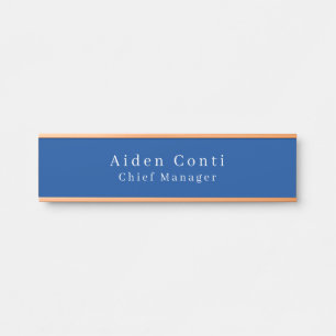 Porte-nom Pour Porte Moderne Simple Plat Bleu Profond Minimaliste