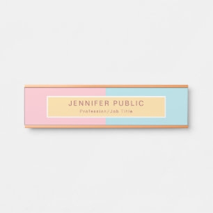 Porte-nom Pour Porte Modish rose jaune bleu moderne Rose Modèle or