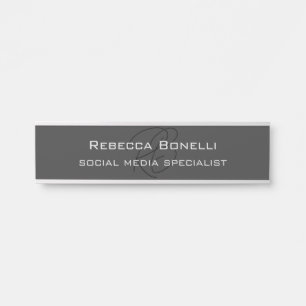 Porte-nom Pour Porte Monogramme moderne Gris professionnel