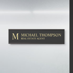 Porte-nom Pour Porte Monogramme professionnel noir et or