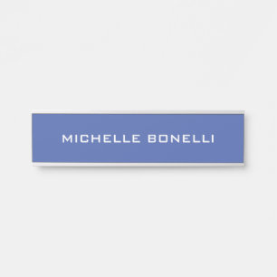 Porte-nom Pour Porte Moyenne Bleu Minimaliste Plat Lisible Moderne