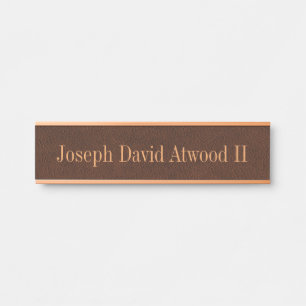 Porte-nom Pour Porte Mur accrochant Namepla de bureau en cuir exécutif