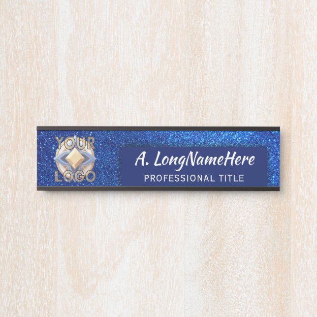 Porte-nom Pour Porte Navy Blue Parties scintillant Sparkling Événement  (Devant)