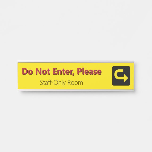 Porte-nom Pour Porte "N'Entrez Pas, S'Il Vous Plaît" - "Salle réservée  (Devant)