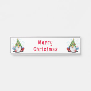 Porte-nom Pour Porte Noël avec des nains qui offrent des cadeaux