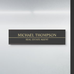 Porte-nom Pour Porte Noir élégant professionnel et or