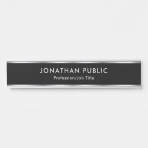 Porte-nom Pour Porte Noir et argent personnalisé élégant glamour profes
