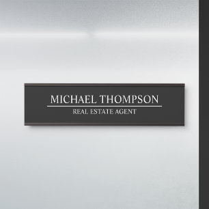 Porte-nom Pour Porte Noir et blanc élégant professionnel