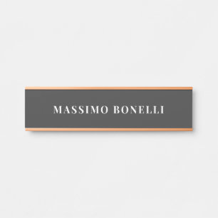 Porte-nom Pour Porte Noir jet et blanc Minimaliste Plain Moderne