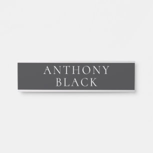 Porte-nom Pour Porte Noir mat Minimaliste Élégant Classique