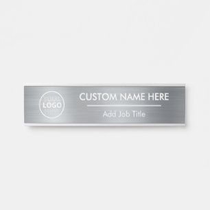 Porte-nom Pour Porte Nom de l'employé du logo Metallic Silver