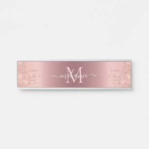 Porte-nom Pour Porte Nom du monogramme Rose texte Parties scintillant d