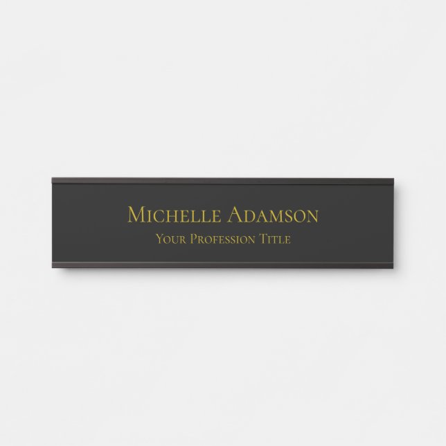 Porte-nom Pour Porte Or & Noir Couleur Professionnel Plain Moderne (Devant)