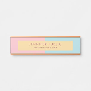 Porte-nom Pour Porte Or rose de modèle moderne bleu jaune rose à la