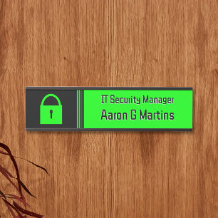 Porte-nom Pour Porte Padlock IT Security Tech Thème : option de logo pe