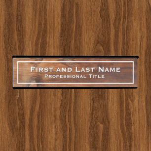 Porte-nom Pour Porte Panneau de porte de bureau à grain de bois faux ru