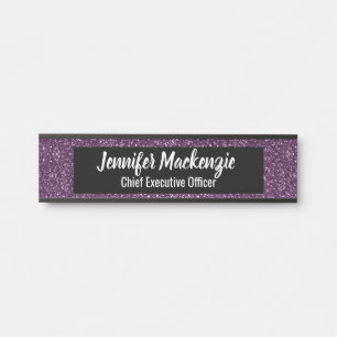 Porte-nom Pour Porte Panneau de porte de bureau à paillettes violettes