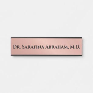 Porte-nom Pour Porte Panneau de porte de bureau de médecin Rose Gold