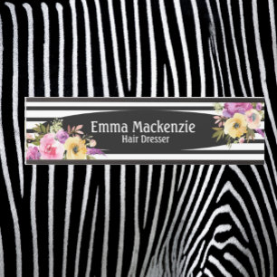 Porte-nom Pour Porte Panneau de porte de bureau Fleurs florales noir et