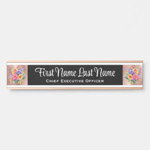 Porte-nom Pour Porte Panneau de porte de bureau floral Fleurs de printe