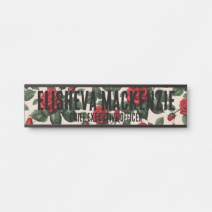 Porte-nom Pour Porte Panneau de porte de bureau Red Roses Enseigne Plaq