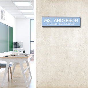 Porte-nom Pour Porte Panneau de porte de classe bleu